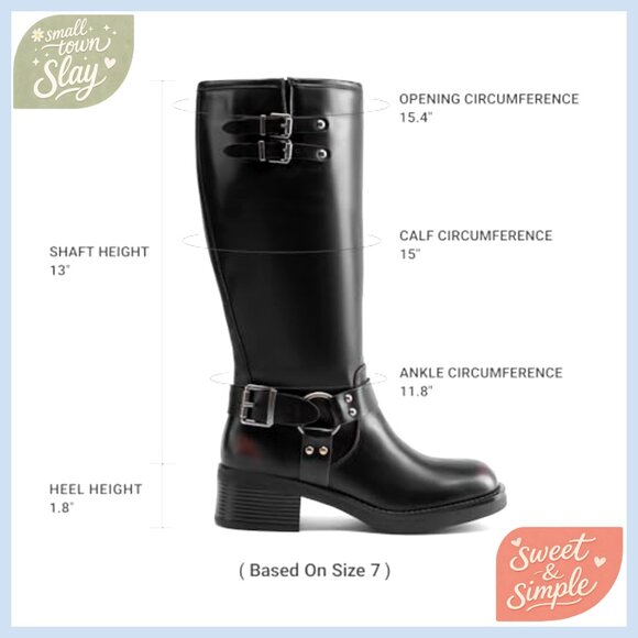 Women's Knee High Combat Boots Chunky Heel Side Zipper Square Toe - Picture 4 of 7